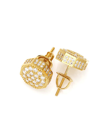 ESTHER Octagonal Diamond Fluted Frame Cluster Earrings