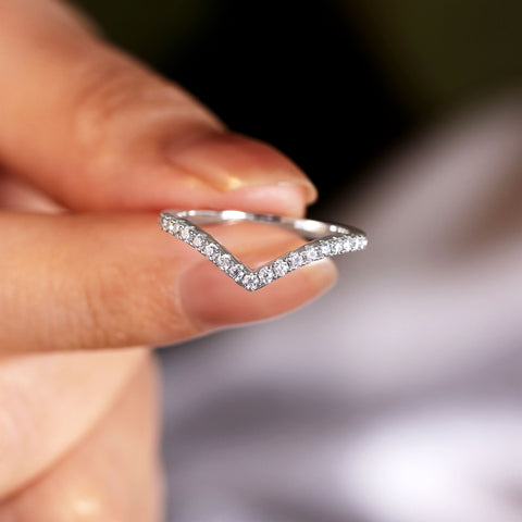 CAMARA Minimalist Wedding Ring Chevron Stacking Band Ring