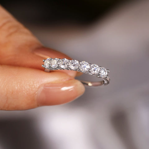 CIRILYA Half eternity ring roundcut 7 stone wedding band