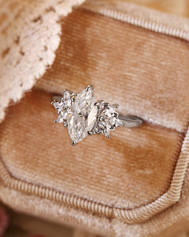 LIANA Marquise Moissanite Cluster Engagement Ring