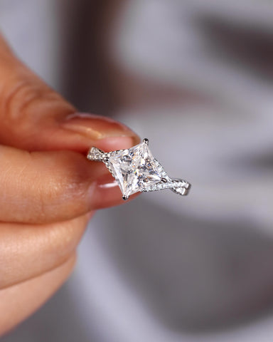AELARA Princess Cut Moissanite Infinity Promise Ring Unique Engagement Ring