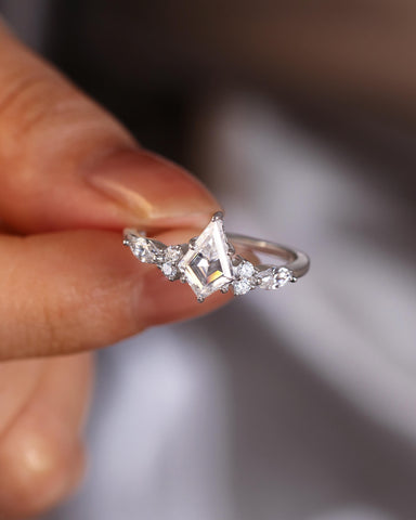 KAIA Unique Kite Cut Moissanite Classic Engagement Ring