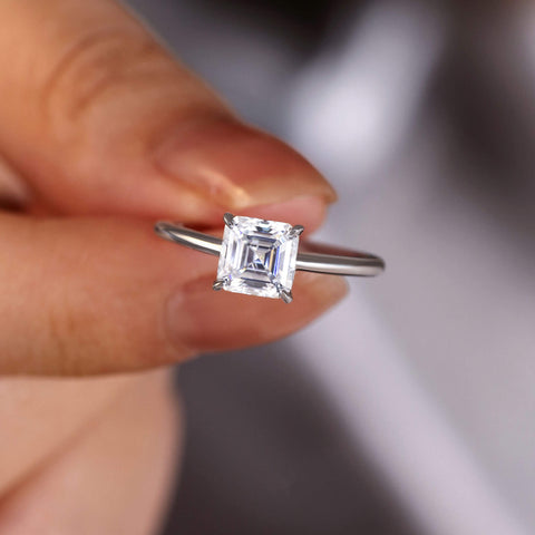 AGATHA Asscher Cut Moissanite Solitaire Engagement Ring