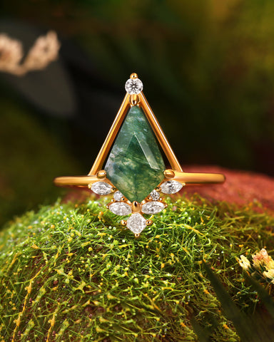 CEDRUS Natural Kite Moss Agate Alternative Engagement ring