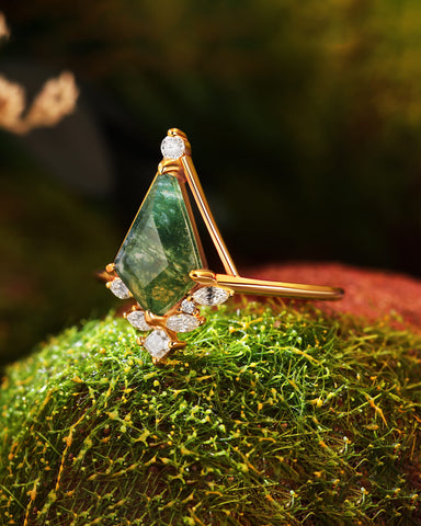 CEDRUS Natural Kite Moss Agate Alternative Engagement ring