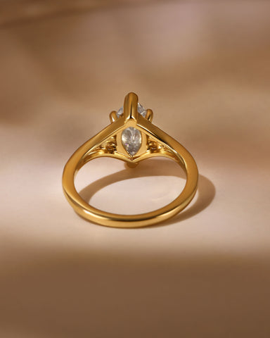 JOVI Fleur-De-Lis Signet Marquise Shape Moissanite Engagement Ring