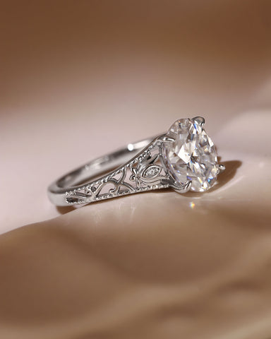 TAHLIA Art Deco Jewelry Floral Oval Moissanite Engagement Ring