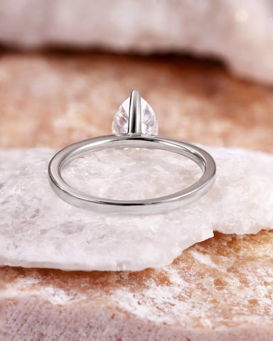 JULIET Pear Shape Moissanite Engagement Ring Minimalist Solitaire Promise Ring