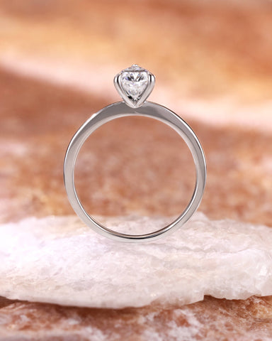 JULIET Pear Shape Moissanite Engagement Ring Minimalist Solitaire Promise Ring