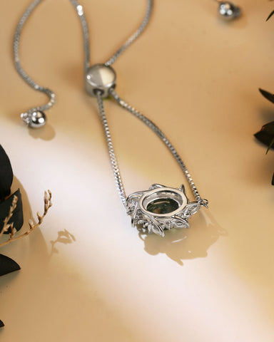 YASMIN Oval Cut Moss Agate Moissanite Cluster Halo Bracelet