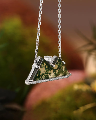 NYMPH Nature Inspired Moss Agate Mountain Necklace