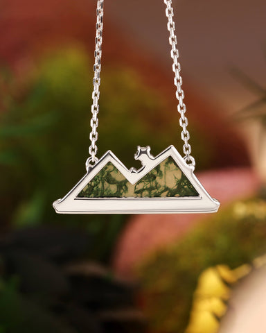 NYMPH Nature Inspired Moss Agate Mountain Necklace
