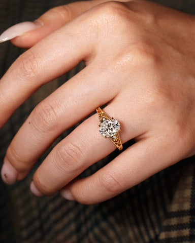 TAHLIA Art Deco Jewelry Floral Oval Moissanite Engagement Ring