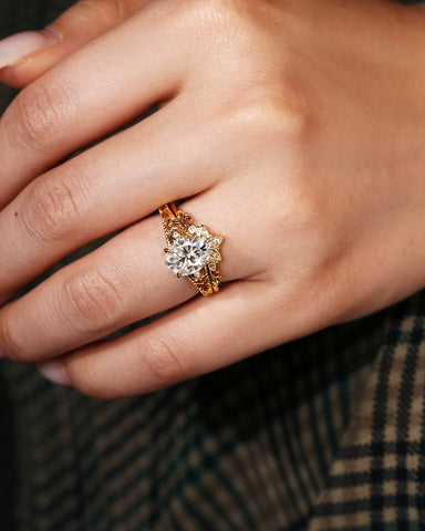 NOVALIE Vintage Floral Oval Shaped Moissanite Engagement Ring Set
