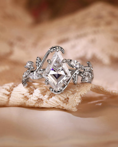 KENDRIA Leaf Vine Twist Kite Cut Moissanite Engagement Ring