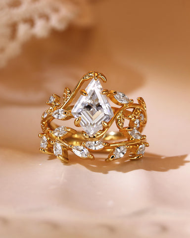 KENDRIA Leafy Kite Cut Moissanite Engagement Ring Set