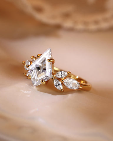 KEZIA Unique Kite Cut Moissanite Diamond Cluster Engagement Ring