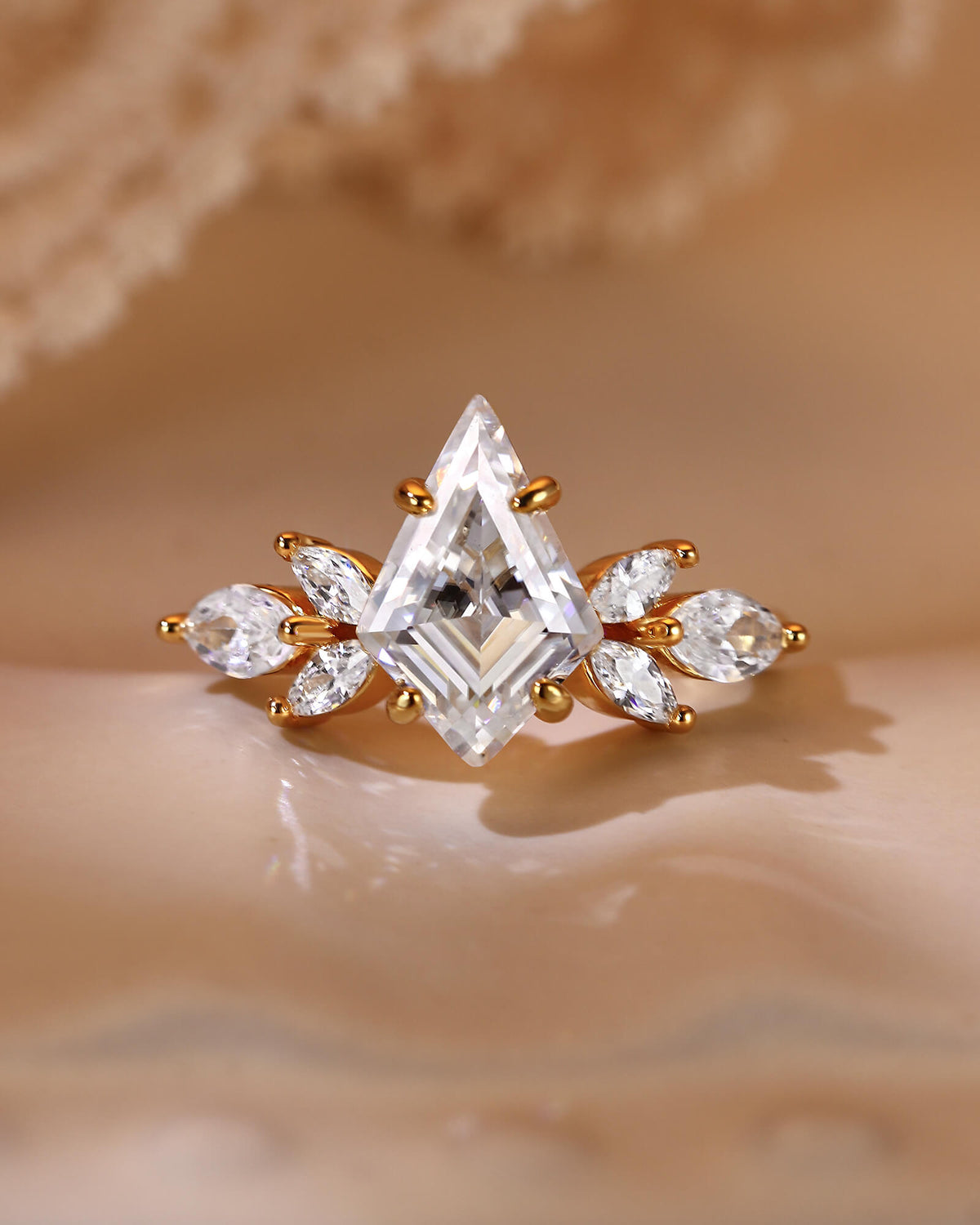 KEZIA Unique Kite Cut Moissanite Diamond Cluster Engagement Ring