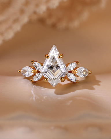 KEZIA Unique Kite Cut Moissanite Diamond Cluster Engagement Ring