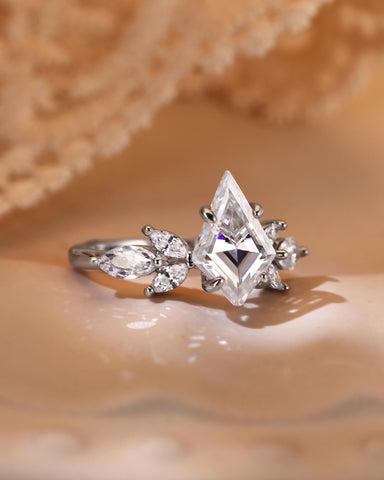 KEZIA Unique Kite Cut Moissanite Diamond Cluster Engagement Ring