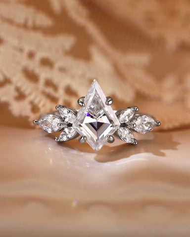 KEZIA Unique Kite Cut Moissanite Diamond Cluster Engagement Ring