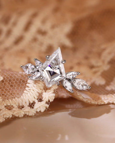 KEZIA Unique Kite Cut Moissanite Diamond Cluster Engagement Ring