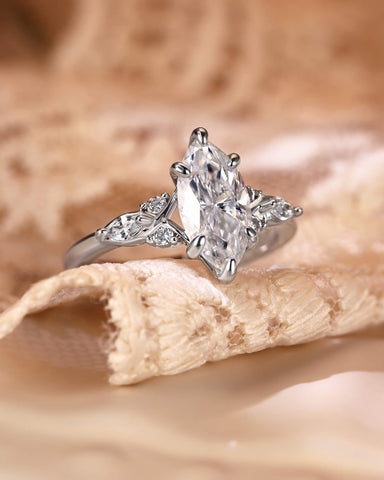 MARIBEL Vintage Marquise Cut Cluster Moissanite Engagement Ring