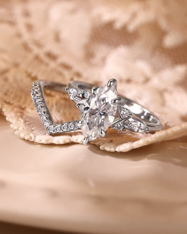 MARIBEL Marquise Cut Moissanite Twist Cluster Bridal Set 2pcs