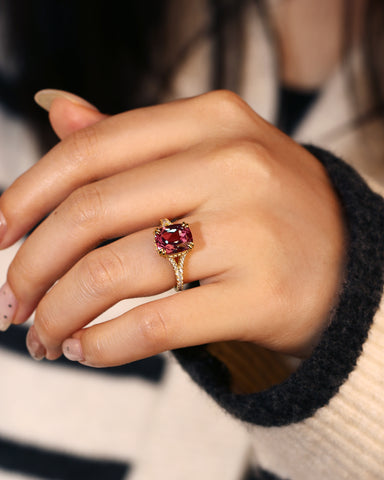 SIVANA Double Claws Cushion Cut Alexandrite Hiden Halo Engagement Ring