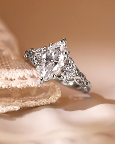JOSEPHINE Vintage Marquise Cut Moissanite Celtic Knot Engagement Ring