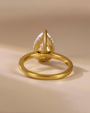 AURELIA Pear Moissanite Pavé Engagement Ring with Hidden Halo