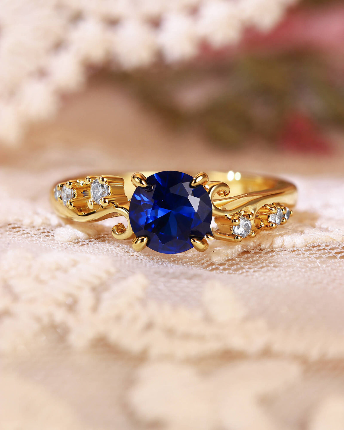 ALTA Ocean Wave Round Cut Sapphire Ring