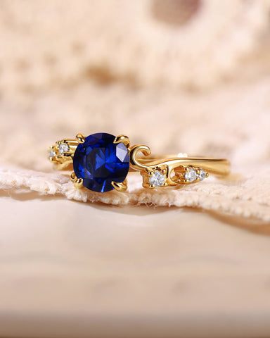 ALTA Ocean Wave Round Cut Sapphire Ring