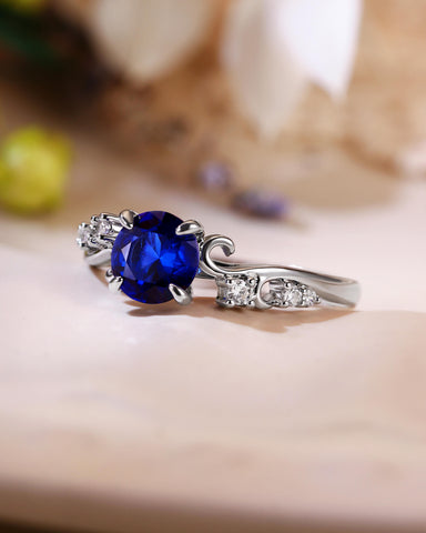 ALTA Ocean Wave Round Cut Sapphire Ring