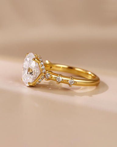 NOVA Moissanite Hidden Halo Oval Cut Engagement Ring