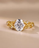 SENNA Crossed Leaves Oval Moissanite Engagement Ring