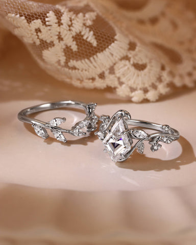 KENDRIA Leafy Kite Cut Moissanite Engagement Ring Set