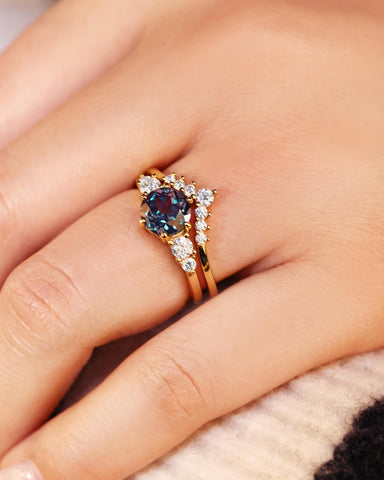 ELIXARA Round Shaped Alexandrite Engagement Ring Set