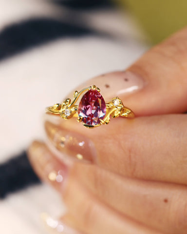 IVY Pear Cut Alexandrite Leaf Vine Promise Ring