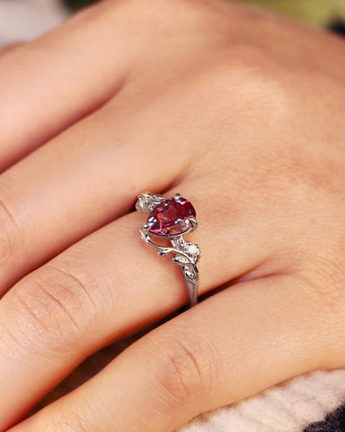 IVY Pear Cut Alexandrite Leaf Vine Promise Ring