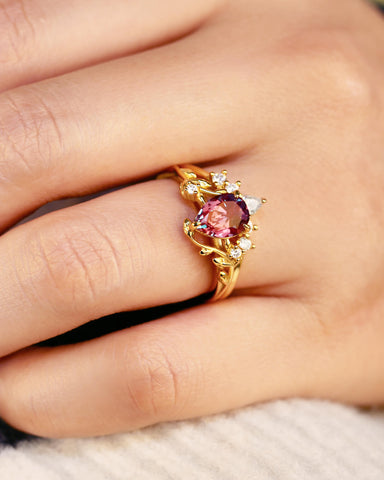 IVY Pear Cut Alexandrite Leaf Vine Promise Ring