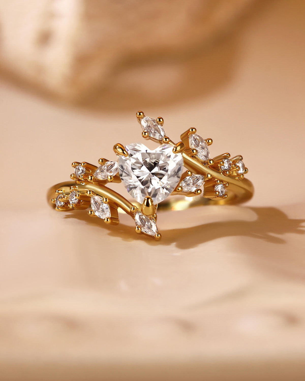 RAMONA Heart Cut Moissanite Branch Leafy Inspired Engagement Ring