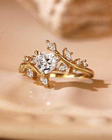RAMONA Heart Cut Moissanite Branch Leafy Inspired Engagement Ring