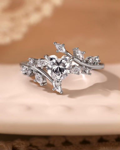 RAMONA Heart Cut Moissanite Branch Leafy Inspired Engagement Ring