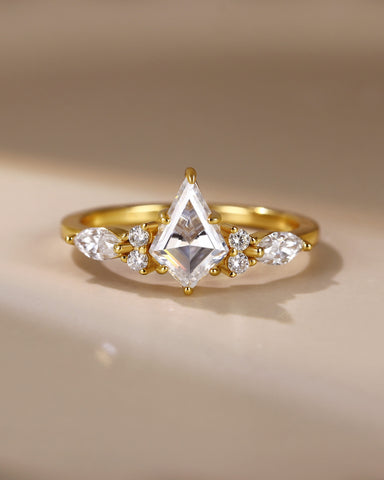 KAIA Unique Kite Cut Moissanite Classic Engagement Ring