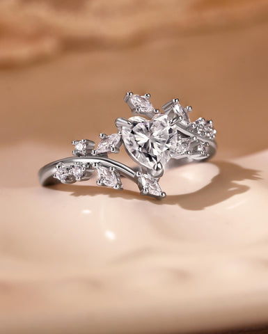 RAMONA Heart Cut Moissanite Branch Leafy Inspired Engagement Ring