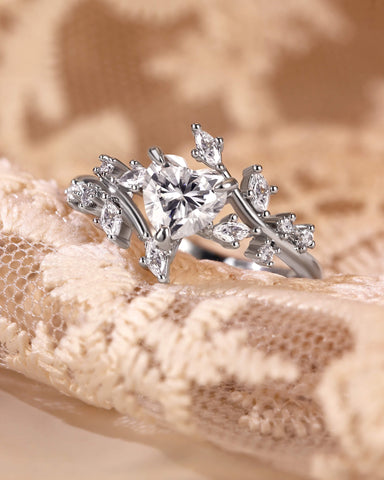 RAMONA Heart Cut Moissanite Branch Leafy Inspired Engagement Ring