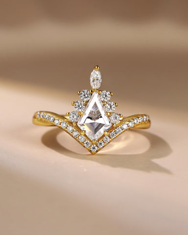 LUX Infinity Kite Cut Moissanite Diamonds Halo Engagement Ring