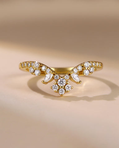 ALENCIA Lacey Design Moissanite Pave Matching Ring Curved Wedding Band