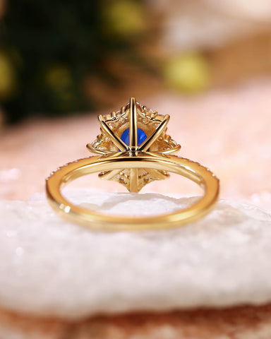 NEOMA  Classy Oval Cut Sapphire Halo Engagement Ring